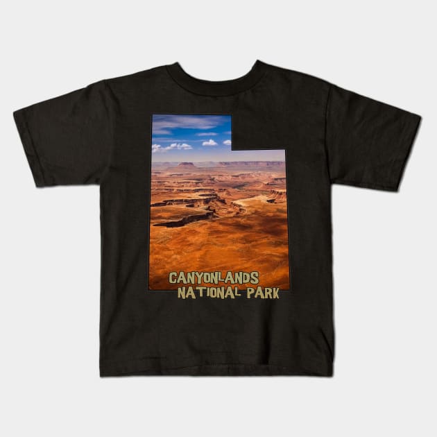 Utah State Outline - Canyonlands National Park Kids T-Shirt by gorff